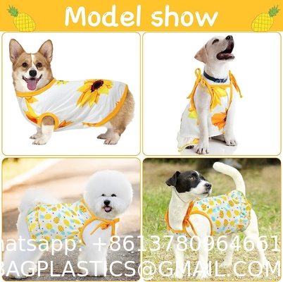 Pet Clothes Set Include Cute Pet Dress Lovely Fruit Dog Dress and 2 Pieces Dog Shirt Breathable Pet T-Shirt Pup