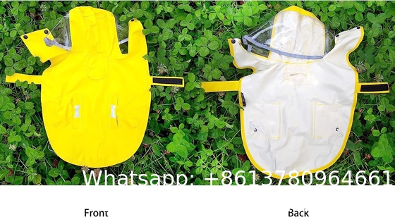 Dog Waterproof Raincoat with Poncho Hoodie, High Reflective Adjustable Yellow Pet Rain Jacket with Leash Hole
