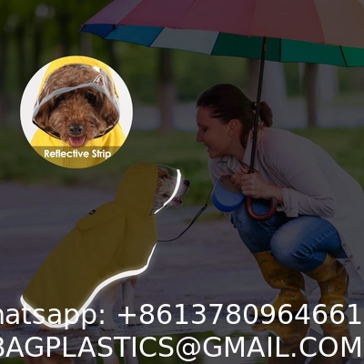 Reflective Dog Raincoat - Adjustable Waterproof Raincoat for Dogs, Lightweight Dog Hooded Slicker Rain Coat Poncho