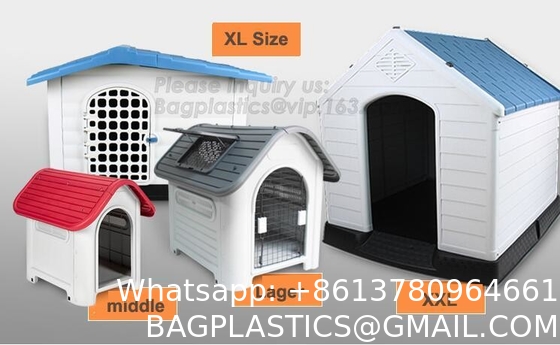 Plastic Dog House - Waterproof Dog Kennel Air Vents Elevated Floor All Weather Indoor Outdoor Insulated Doghous