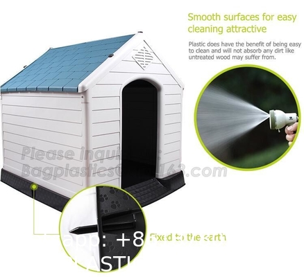 Plastic Dog House - Waterproof Dog Kennel Air Vents Elevated Floor All Weather Indoor Outdoor Insulated Doghous