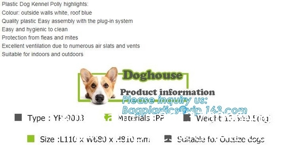 Plastic Dog House - Waterproof Dog Kennel Air Vents Elevated Floor All Weather Indoor Outdoor Insulated Doghous