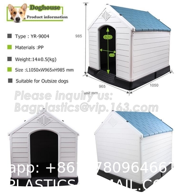 Plastic Dog House - Waterproof Dog Kennel Air Vents Elevated Floor All Weather Indoor Outdoor Insulated Doghous