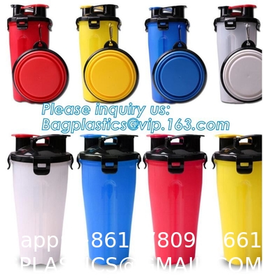 Dog Travel Water Bottle Collapsible Bowls, 2 in 1 Pet Food Container with Collapse Bowls, Outdoor Portable Water Bowls