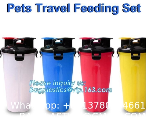 Dog Travel Water Bottle Collapsible Bowls, 2 in 1 Pet Food Container with Collapse Bowls, Outdoor Portable Water Bowls