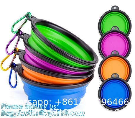Dog Travel Water Bottle Collapsible Bowls, 2 in 1 Pet Food Container with Collapse Bowls, Outdoor Portable Water Bowls