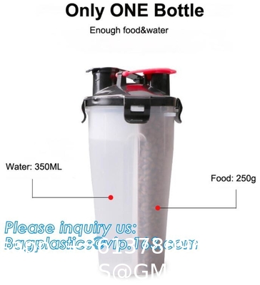 Dog Travel Water Bottle Collapsible Bowls, 2 in 1 Pet Food Container with Collapse Bowls, Outdoor Portable Water Bowls
