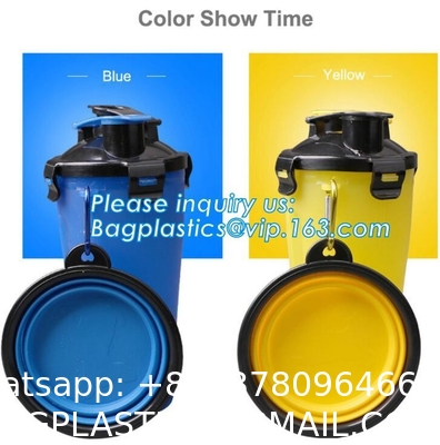 Dog Travel Water Bottle Collapsible Bowls, 2 in 1 Pet Food Container with Collapse Bowls, Outdoor Portable Water Bowls