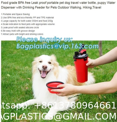 Dog Travel Water Bottle Collapsible Bowls, 2 in 1 Pet Food Container with Collapse Bowls, Outdoor Portable Water Bowls