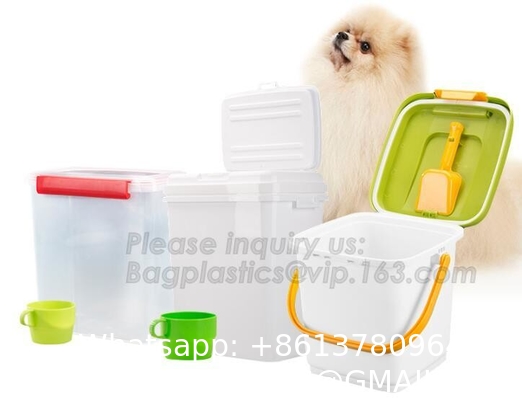 Dog Food Storage Container Large Airtight PET Food Container Measuring Cup 19lb/33qt Plastic Cat Dog Treat Containe