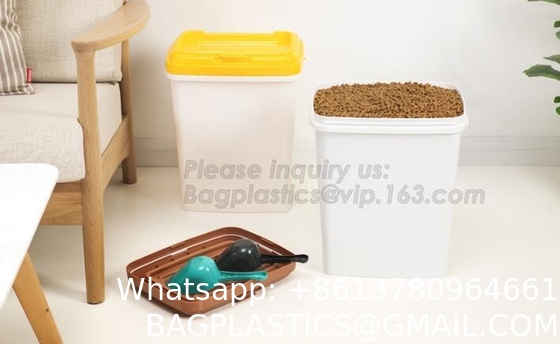 Dog Food Storage Container Large Airtight PET Food Container Measuring Cup 19lb/33qt Plastic Cat Dog Treat Containe