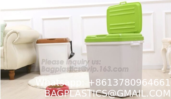 Dog Food Storage Container Large Airtight PET Food Container Measuring Cup 19lb/33qt Plastic Cat Dog Treat Containe