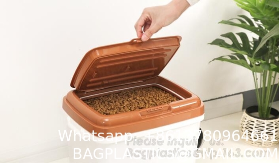 Dog Food Storage Container Large Airtight PET Food Container Measuring Cup 19lb/33qt Plastic Cat Dog Treat Containe