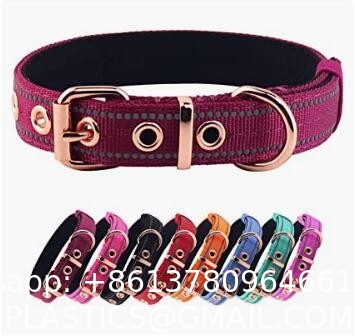 Personalized Nylon Dog Collar Multi Color Durable Pet Collar with Laser Engrave Customized Name Plate