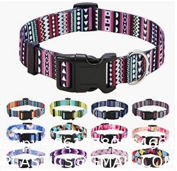 Personalized Nylon Dog Collar Multi Color Durable Pet Collar with Laser Engrave Customized Name Plate