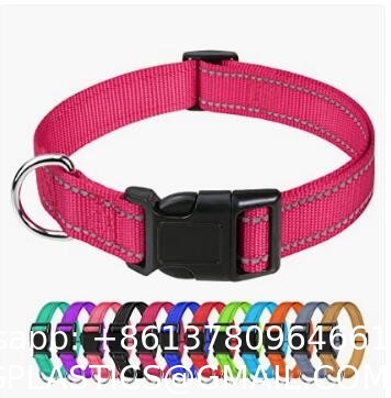 Personalized Nylon Dog Collar Multi Color Durable Pet Collar with Laser Engrave Customized Name Plate