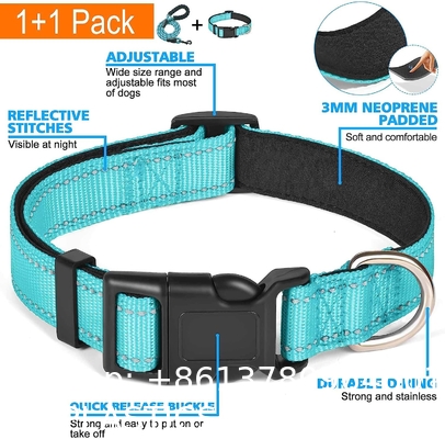 Personalized Nylon Dog Collar Multi Color Durable Pet Collar with Laser Engrave Customized Name Plate