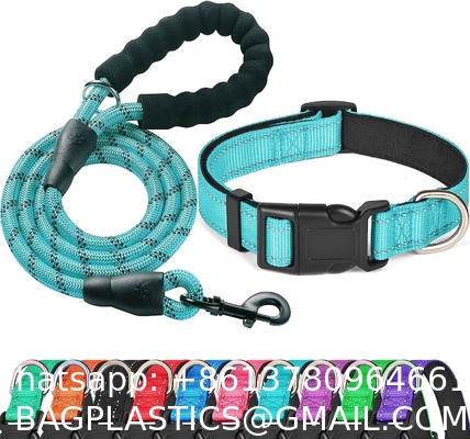 Personalized Nylon Dog Collar Multi Color Durable Pet Collar with Laser Engrave Customized Name Plate