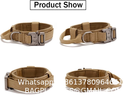 Tactical Dog Collar Military Dog Collar Nylon Dog Collar Heavy Duty Metal Buckle with Handle for Dog Training