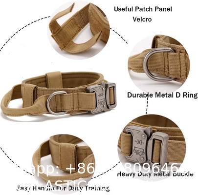 Tactical Dog Collar Military Dog Collar Nylon Dog Collar Heavy Duty Metal Buckle with Handle for Dog Training