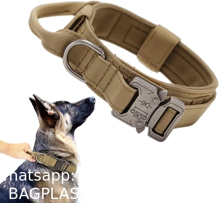 Tactical Dog Collar Military Dog Collar Nylon Dog Collar Heavy Duty Metal Buckle with Handle for Dog Training