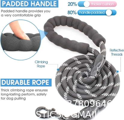Dog Leash with Comfortable Padded Handle and Highly Reflective Threads for Small Medium and Large Dogs 5FT-1/2
