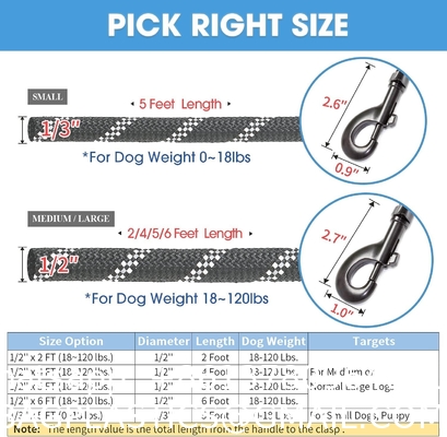 Dog Leash with Comfortable Padded Handle and Highly Reflective Threads for Small Medium and Large Dogs 5FT-1/2