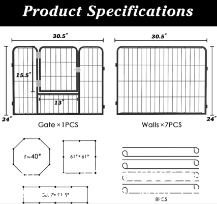Outdoor Dog Kennels for Large Dogs with Roof, Heavy Duty Metal Dog Enclosures for Outside, Large House Cage Dog Pen