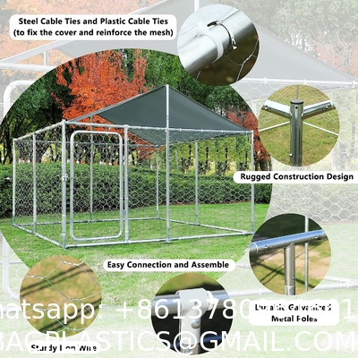 Outdoor Dog Kennels for Large Dogs with Roof, Heavy Duty Metal Dog Enclosures for Outside, Large House Cage Dog Pen