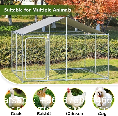 Outdoor Dog Kennels for Large Dogs with Roof, Heavy Duty Metal Dog Enclosures for Outside, Large House Cage Dog Pen