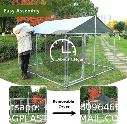 Outdoor Dog Kennels for Large Dogs with Roof, Heavy Duty Metal Dog Enclosures for Outside, Large House Cage Dog Pen