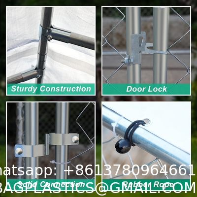 Outdoor Dog Kennels for Large Dogs with Roof, Heavy Duty Metal Dog Enclosures for Outside, Large House Cage Dog Pen