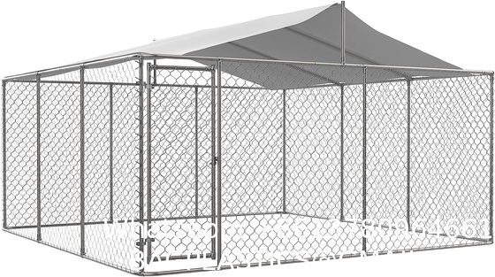 Outdoor Dog Kennels for Large Dogs with Roof, Heavy Duty Metal Dog Enclosures for Outside, Large House Cage Dog Pen
