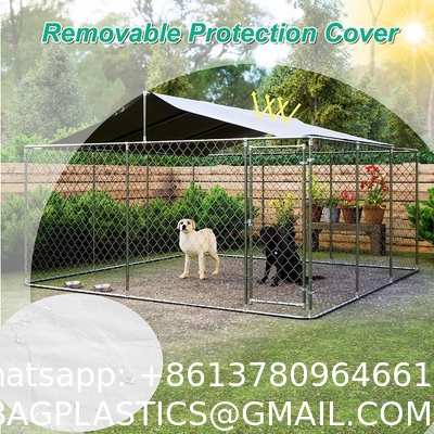 Outdoor Dog Kennels for Large Dogs with Roof, Heavy Duty Metal Dog Enclosures for Outside, Large House Cage Dog Pen