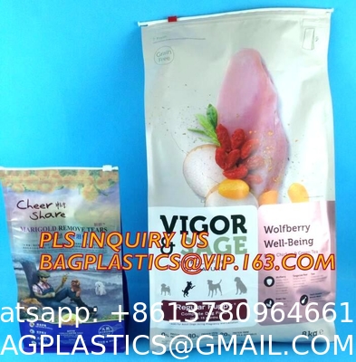 Custom 1kg 5kg 10kg 15kg Stand Up Pouch Pet Dog Cat Food Resealable Packaging Flat Bottom Bag With Zipper