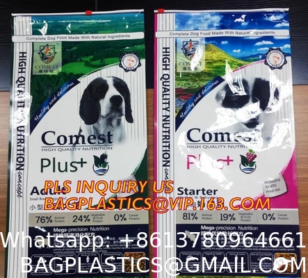 Custom 1kg 5kg 10kg 15kg Stand Up Pouch Pet Dog Cat Food Resealable Packaging Flat Bottom Bag With Zipper