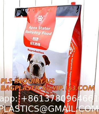 Custom 1kg 5kg 10kg 15kg Stand Up Pouch Pet Dog Cat Food Resealable Packaging Flat Bottom Bag With Zipper