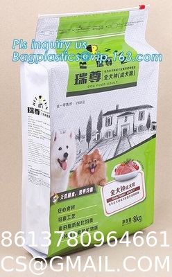 Custom 1kg 5kg 10kg 15kg Stand Up Pouch Pet Dog Cat Food Resealable Packaging Flat Bottom Bag With Zipper