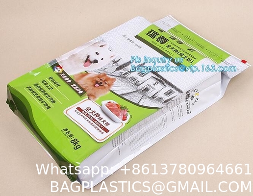 Custom 1kg 5kg 10kg 15kg Stand Up Pouch Pet Dog Cat Food Resealable Packaging Flat Bottom Bag With Zipper