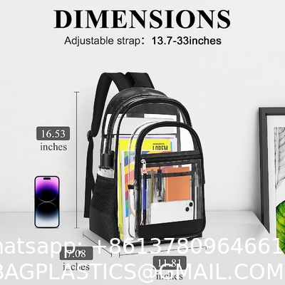 Clear Backpack, Heavy Duty PVC Transparent Backpack Reinforced Straps, See Through Multiple Pockets Large Capacity