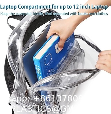 Clear Backpack Heavy Duty - Large Clear Backpacks For School PVC Transparent Bookbag For Students Work Stadium Travel