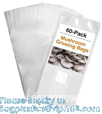 Autoclavable Mushroom Grow Bags Bulk with Microporous Filter Patchs - Large 8"x5"x20" Extra Thick 80 Micron