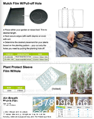 Weed Control Mulch Film, Agriculture Vegetable Black PE Films, 5 Holes Greenhouse Perforated Film