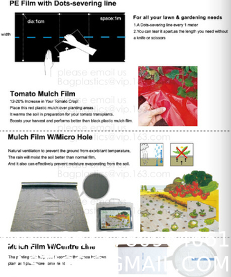 Weed Control Mulch Film, Agriculture Vegetable Black PE Films, 5 Holes Greenhouse Perforated Film