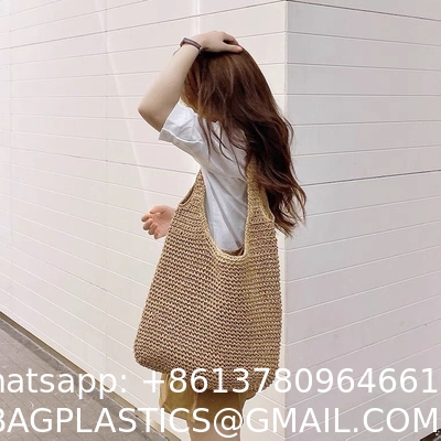 Woven Tote Bag for Women Large Straw Bags Summer Beach Hand-woven Shoulder Bag Boho Rattan Handbag