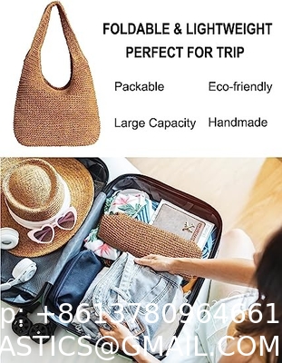 Woven Tote Bag for Women Large Straw Bags Summer Beach Hand-woven Shoulder Bag Boho Rattan Handbag