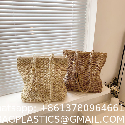 Straw Bag for Women Woven Beach Structured Tote Handmade Crochet Carteras De Mujer Summer Shoulder Bohemian