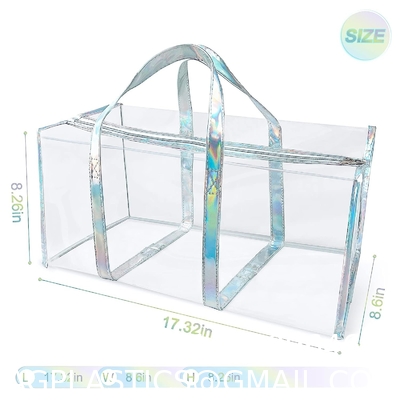 Tote Bag for Women Clear Gym Bag PVC Beach Bag Sports Duffel Bag with Durable Metal Zipper (One Clear Bag)