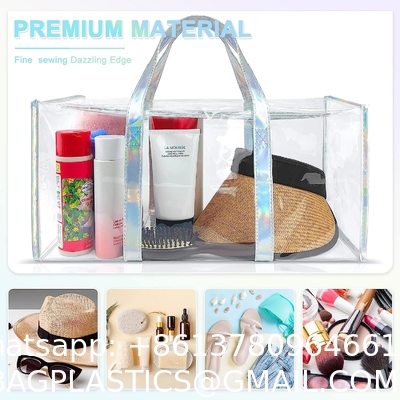 Tote Bag for Women Clear Gym Bag PVC Beach Bag Sports Duffel Bag with Durable Metal Zipper (One Clear Bag)