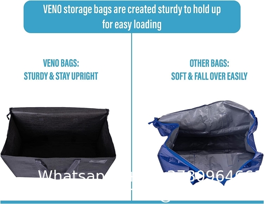 Extra Large Moving Storage Bags with Zippers, Foldable Heavy-Duty Tote for Space Saving, Alternative to Moving Boxes,